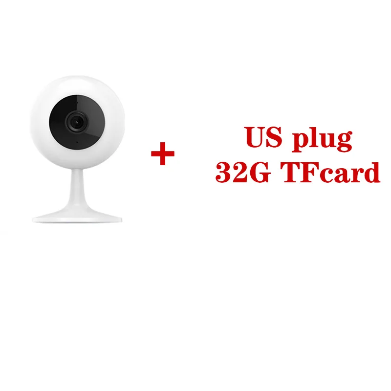 add USplug 32GTFcard Оригинальная Xiaomi Mijia xiaobay умная камера популярная версия 720P HD беспроводная Wifi инфракрасная камера ночного видения 100,4 градусов IP домашняя камера - Цвет: add USplug 32GTFcard