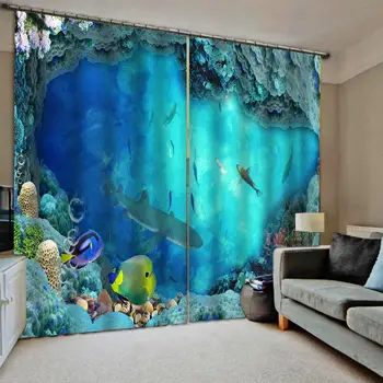 

Modern Home Decoration Living Room Curtains 3d ocean curtains underwater curtain