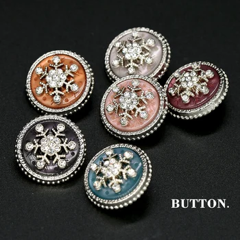 

6pcs 16mm 21mm Vintage Buttons for Women Clothing Fashion CC Brand Rhinestones Resin Metal Button Suit Coat Sewing Cover Gold