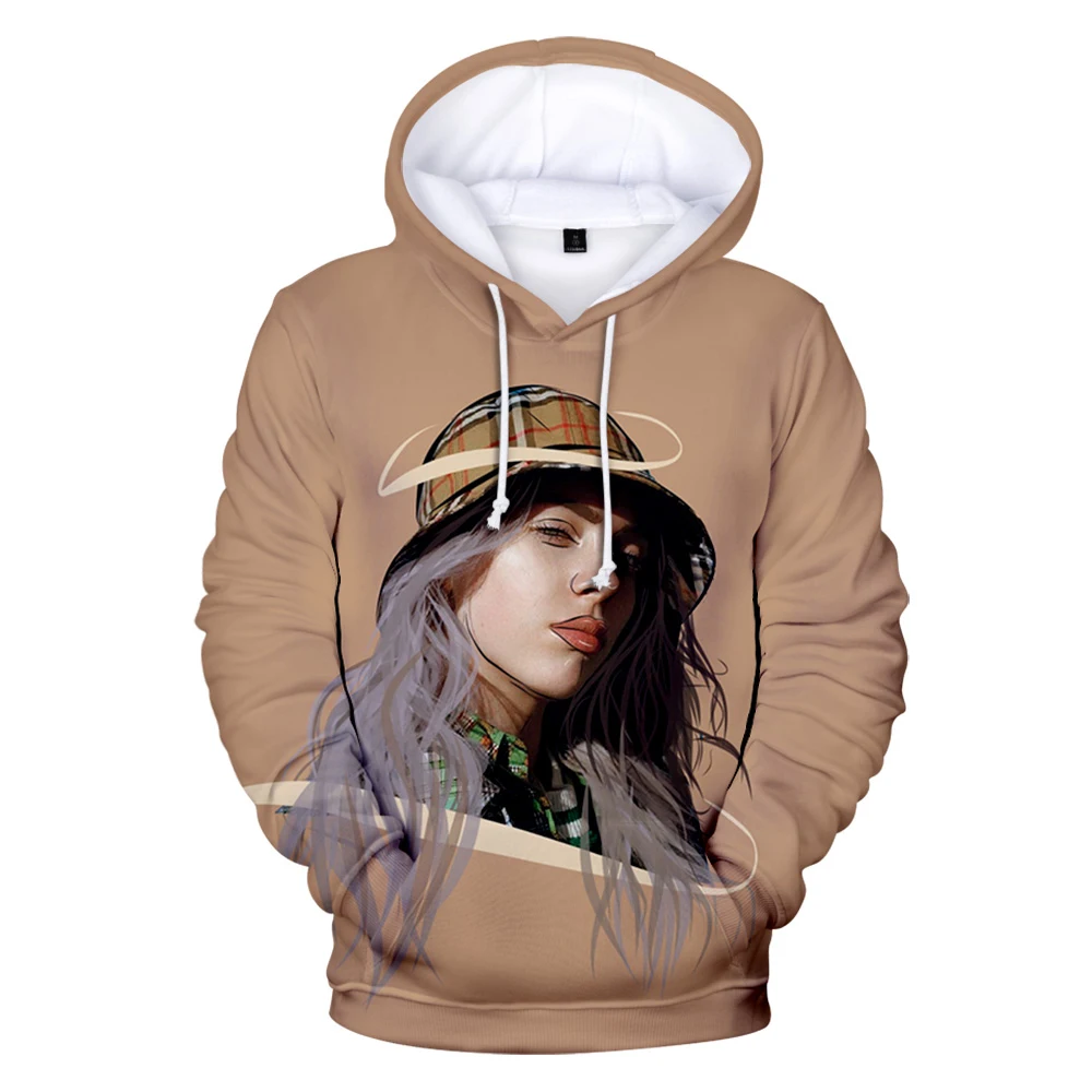 3D Billie Eilish толстовки женские свитшоты с капюшоном женские мужские осенние толстовки с капюшоном Горячая Billie Eilish худи Polluvers шапки для девочек спортивные костюмы