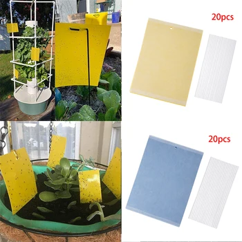 

20pcs Double Sided Waterproof Sticky Traps Fly Trap Paper For Plant Blue Flies Insect Glue Catcher