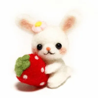 Non-Finished Wool Felt Needle Poked Kitting DIY Cute Animal Dog Panda Rabbit Wool Felting Package Handmade Pets Toy Doll Decor Rabbit