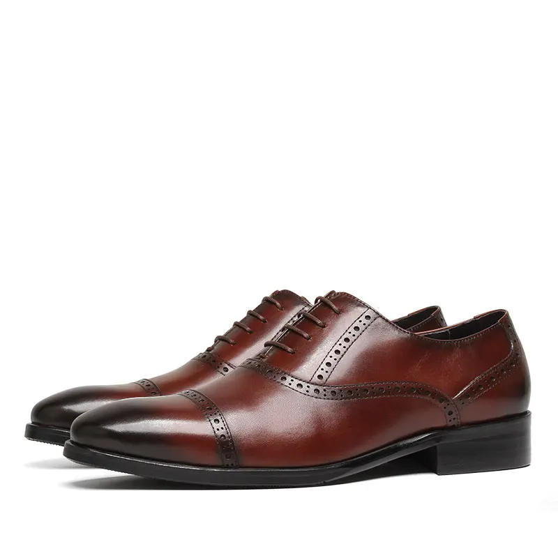 

Fashion Black / Deep Brown Pointed Toe Business Shoes Genuine Leather Dress Shoes Mens Formal Prom shoes