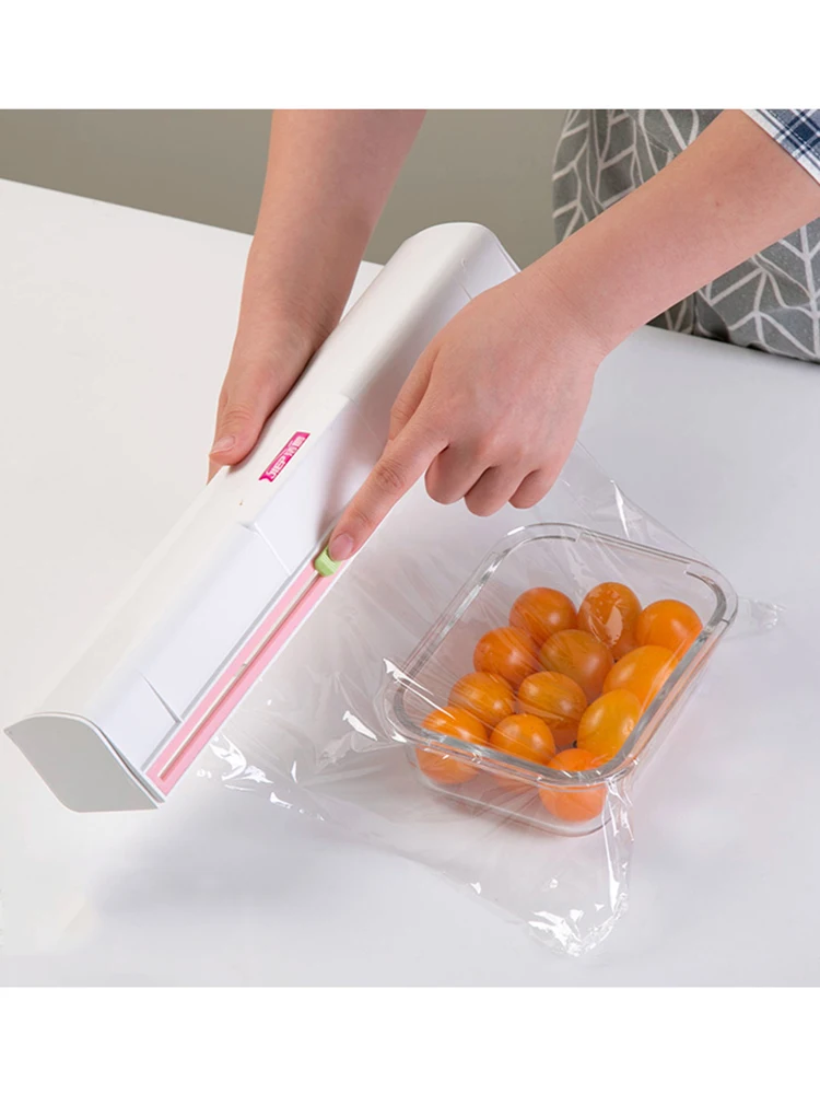 

Magic ABS Good Useful Fruit Food Fresh Keeping Plastic Cling Wrap Dispenser Preservative Film Cutter Kitchen Tool Accessories