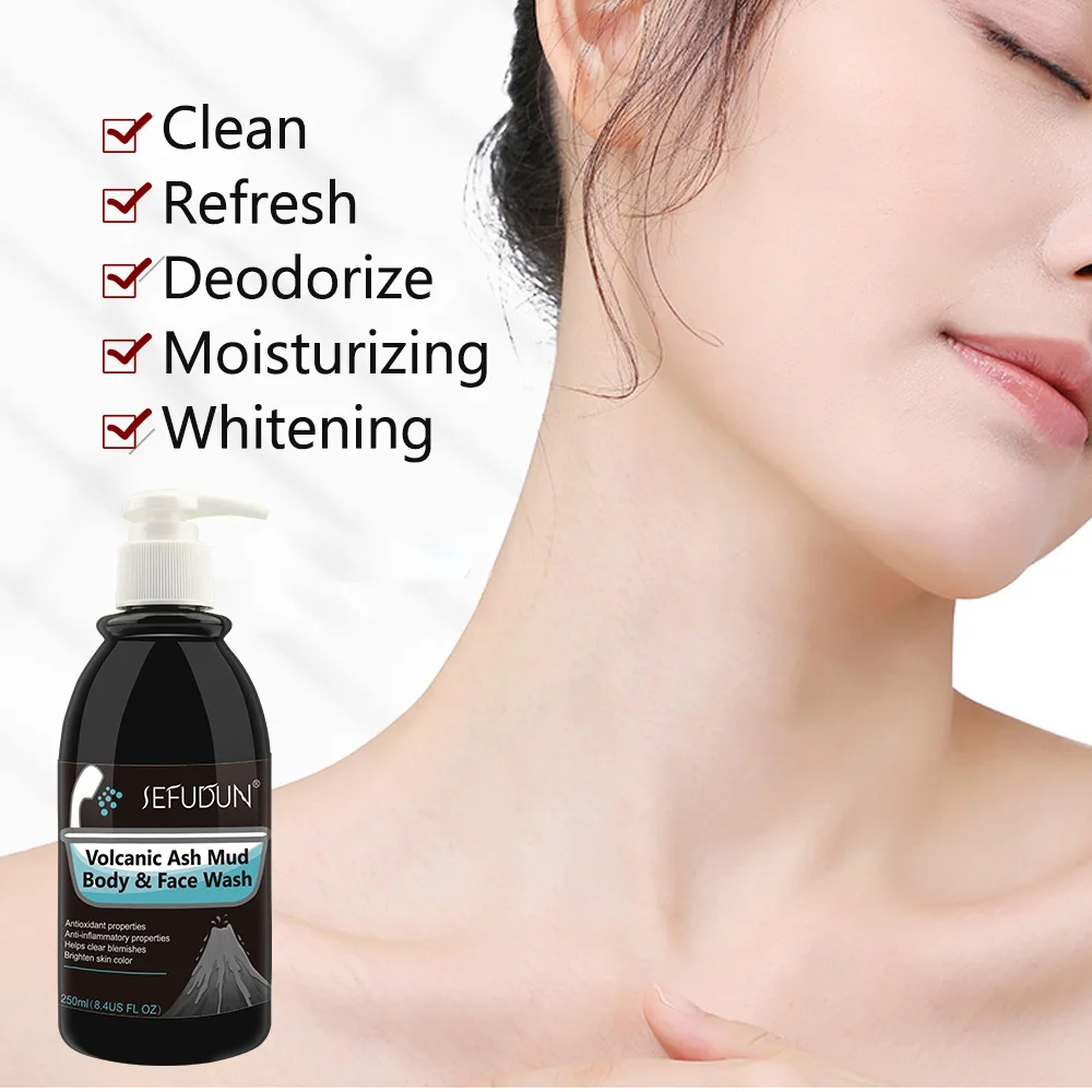 Volcanic Mud Body Wash Quickly White and Whole Body Translucent Wash Lasting Goodbye Black 250ml skin whitening body wash
