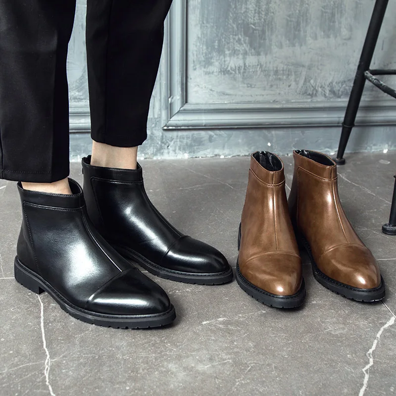 

Men's Winter Leather Boots Shoes Man Business Boots Chelsea Men's Boot
