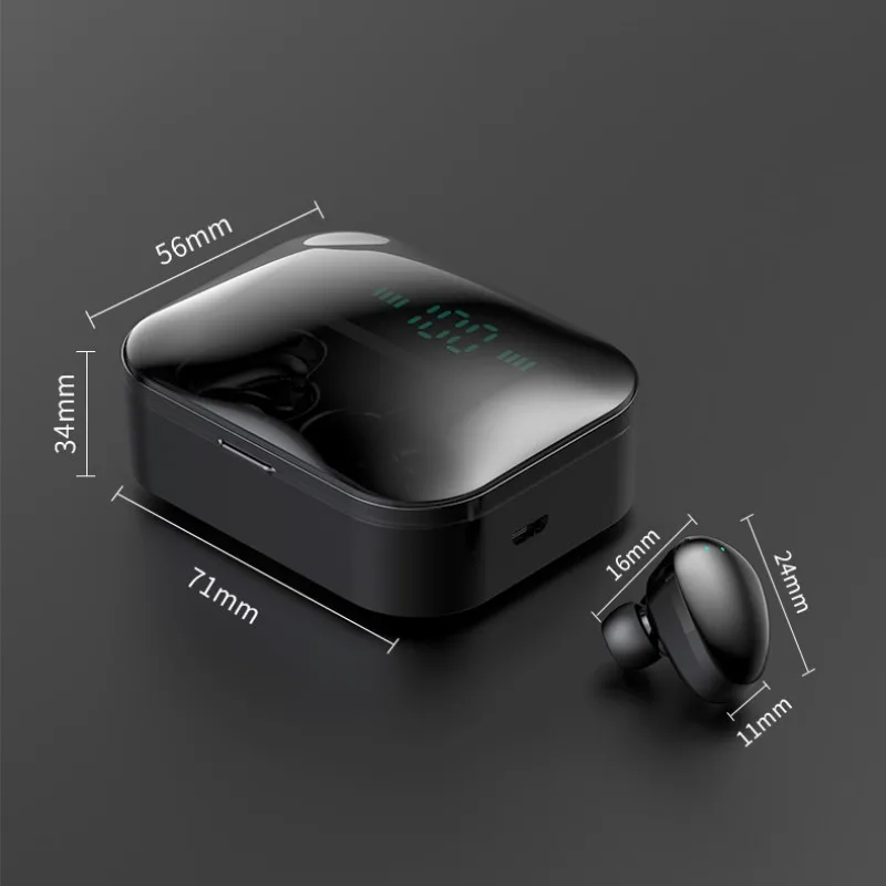 TWS Bluetooth наушники со светодиодный дисплеем настоящие беспроводные наушники мини водонепроницаемые наушники с аккумулятором 3600 мАч