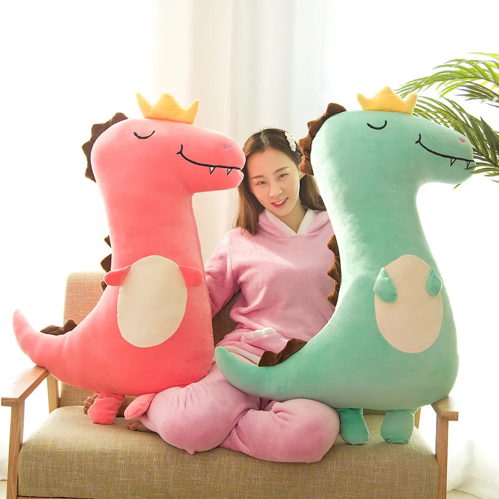 

Large Size Dinosaur Plush Toys Cartoon Couples Crown Dinosaur Pillow Children Birthday Gift Doll Wholesale