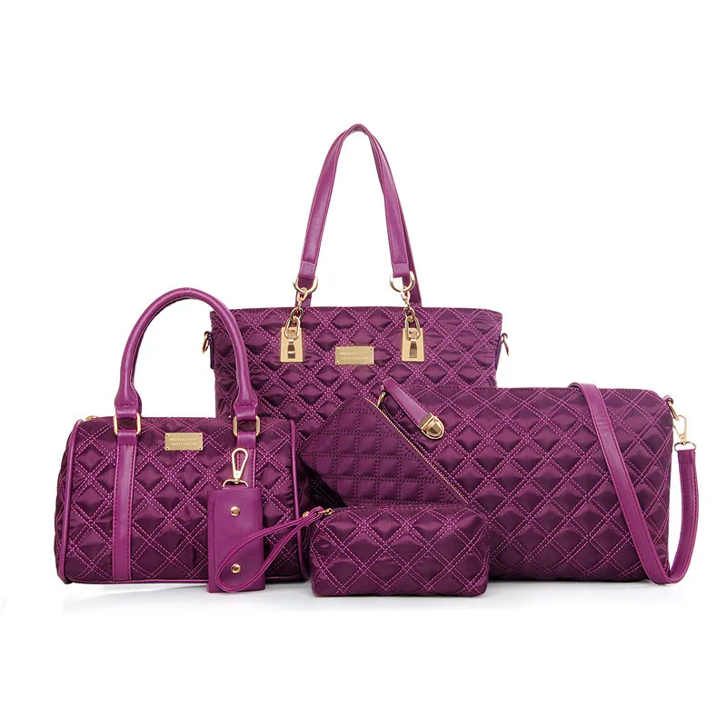 

Cross Border Wholesale 2018 Europe And America Nylon Rhombus Spiraea Six Pieces Set Different Size Bags Versatile Hand Cross-bod