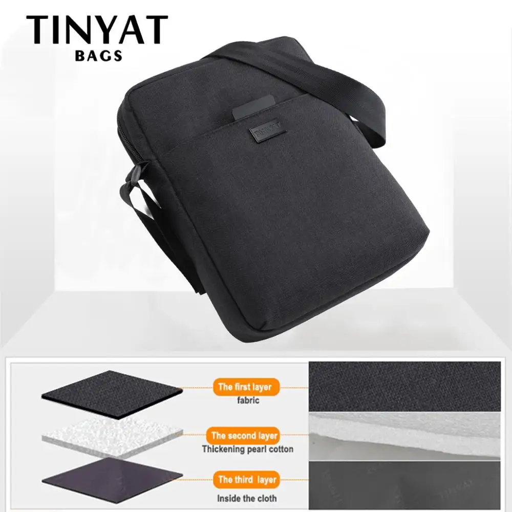  TINYAT Men's Bags Light Canvas Shoulder Bag For 7.9' Ipad Casual Crossbody Bags Waterproof Business - 32796467023