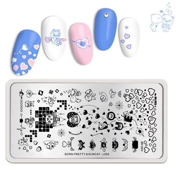 

BORN PRETTY&KunCat Signed Jointly Nail Stamping Plate Rectangle Lovely-Cat Nail Art Stamp Tools Stamping Template DIY Design