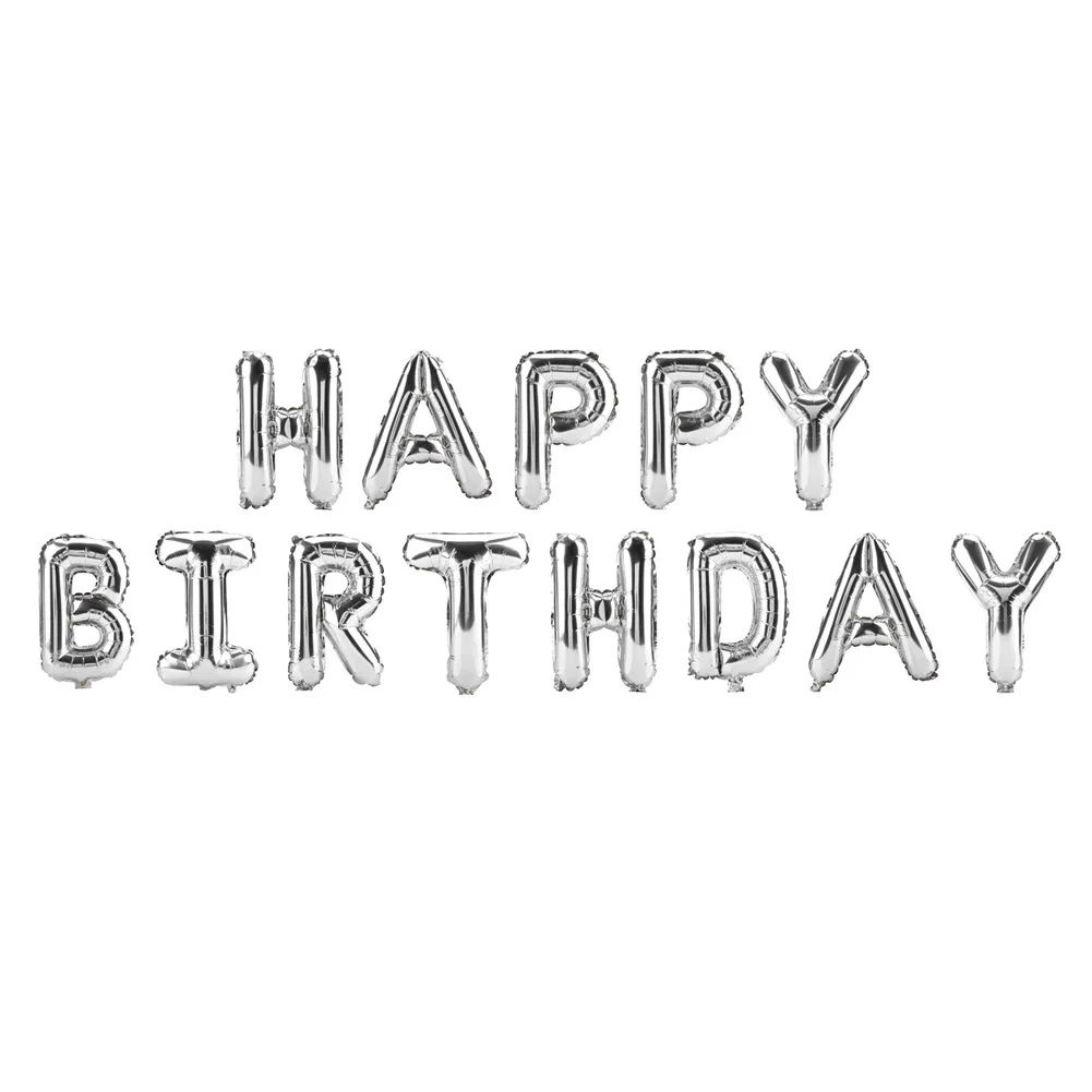 Puseky надувные буквы Фольга английский Happy birthday Алфавит шар День рождения украшения детский душ шарики - Цвет: Silve