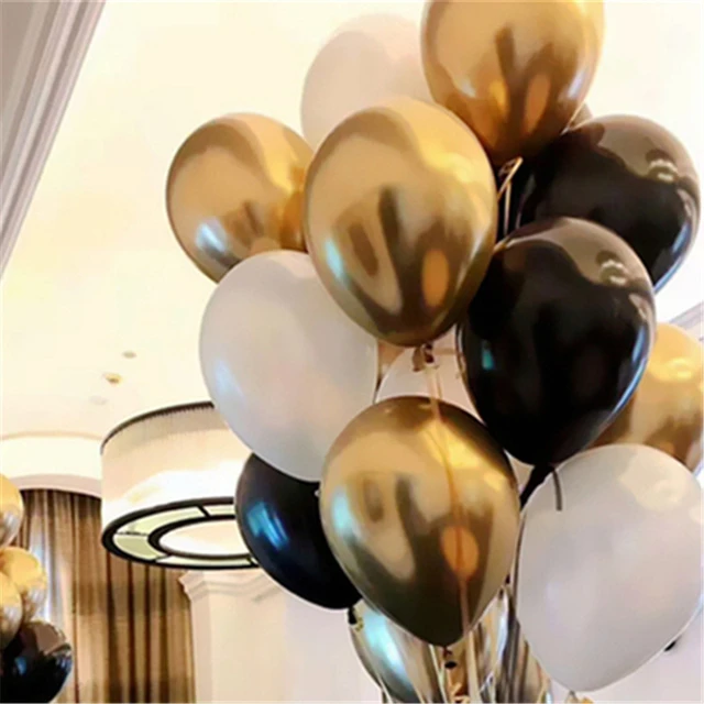 Ballon en Latex doré et noir, 10 pièces, ballon métallique en marbre,  chromé, accessoires de photographie, décor pour fête d'anniversaire pour  adultes, mariage - AliExpress