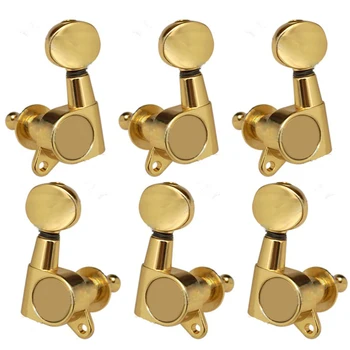 

6 Pieces Guitar String Tuning Key Pegs/Machine Head Knobs(for Left and Right) with Ferrules,Threaded Bushings,Mount Screws for E