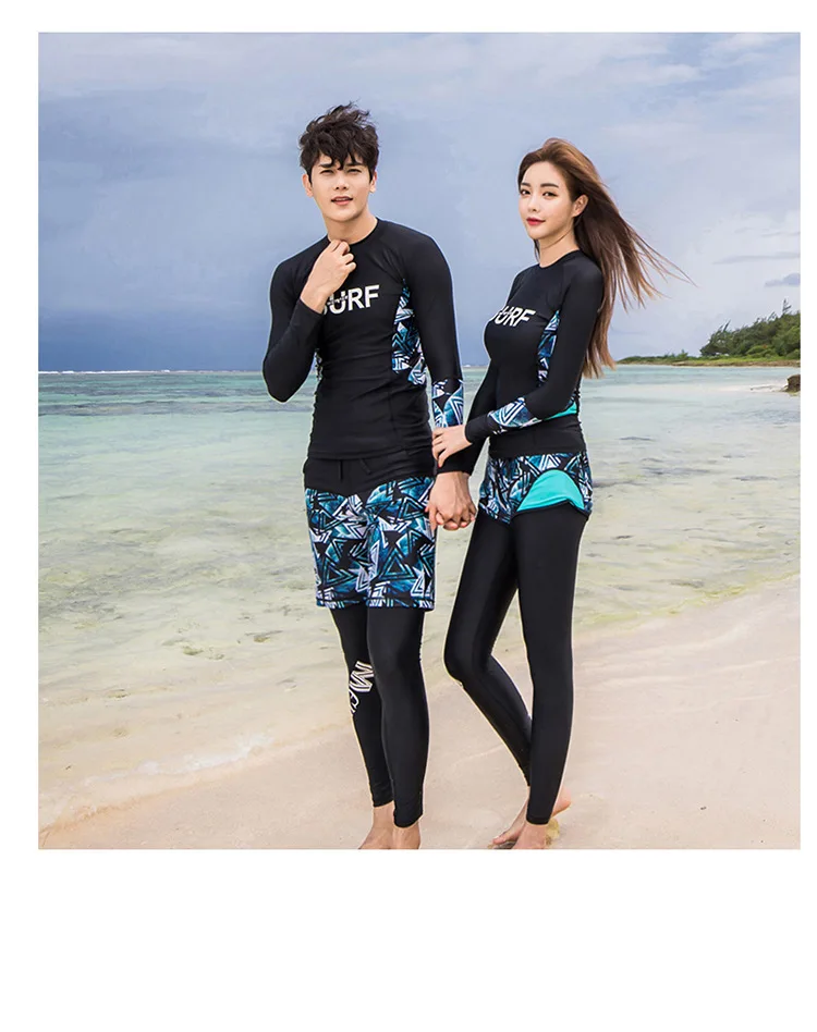 Пара rashguards одежда для плавания женский сексуальный бикини женский цельный купальник Серфинг Рашгард женский раздельный длинный рукав сушка