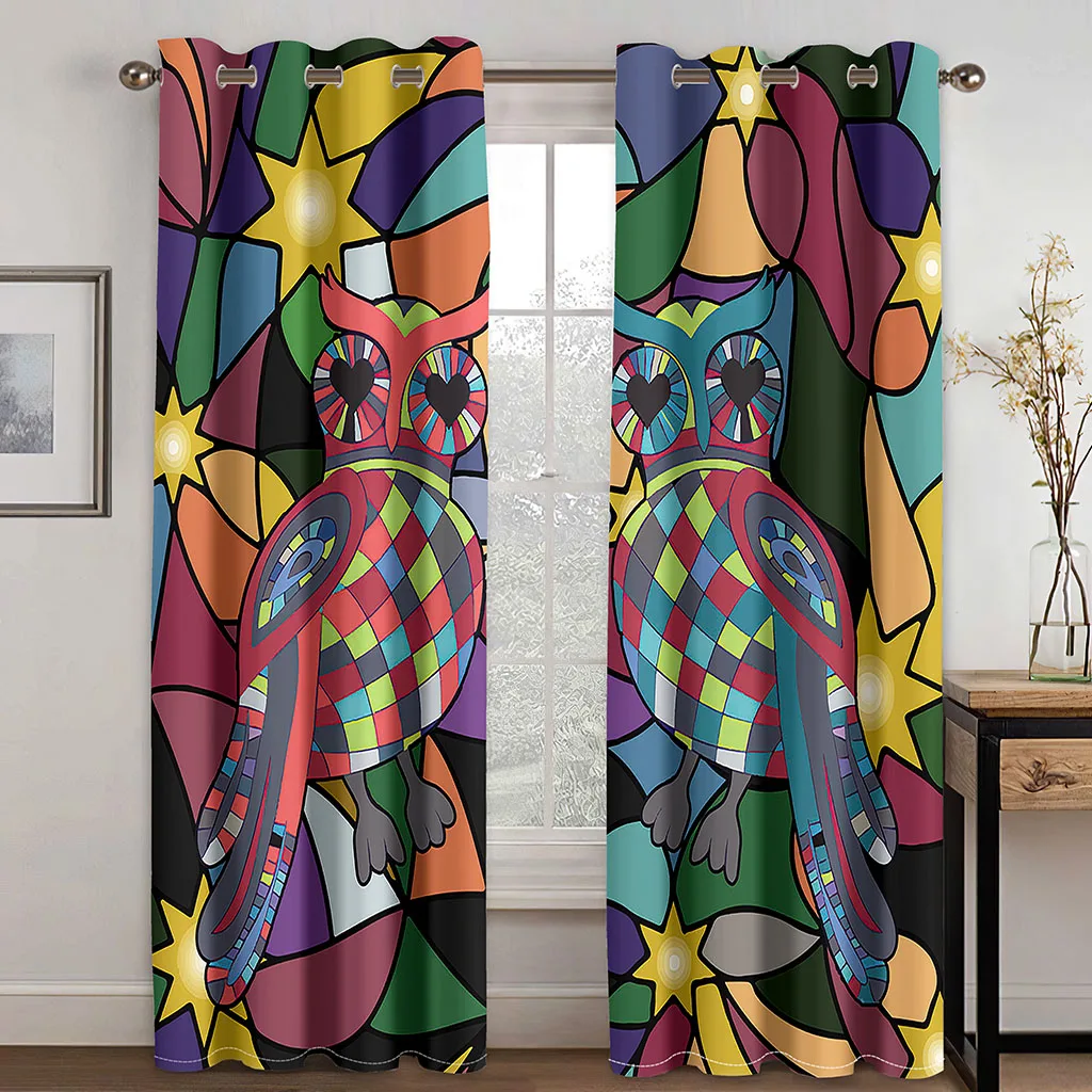

Darkening Blackout Curtain for Bedroom Boho Owl Window Curtain Living Room Drapes Decor カーテン Cortinas Para La Sala