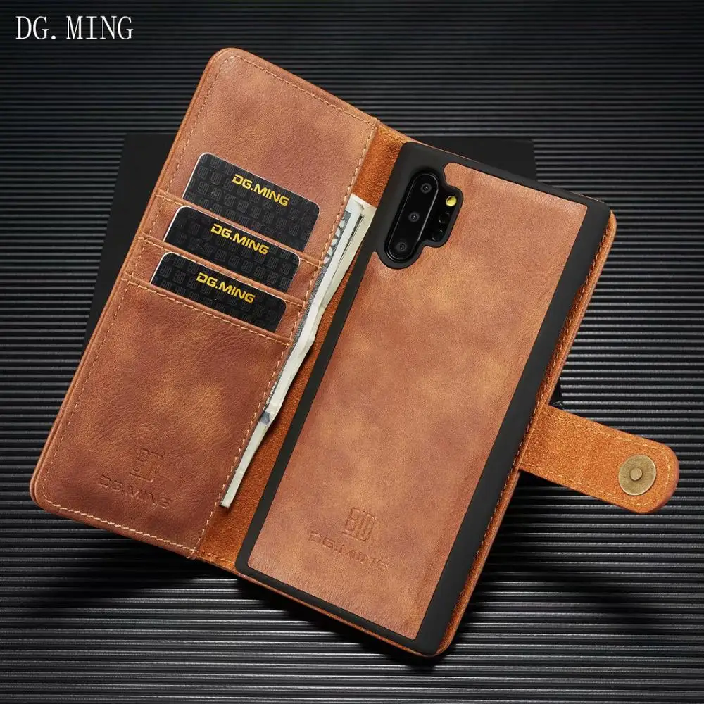 

DG Ming Cowhide Leather Card Slots Wallet Magnetic Detachable Case Cover for Samsung Galaxy Note 10 note 10 Plus