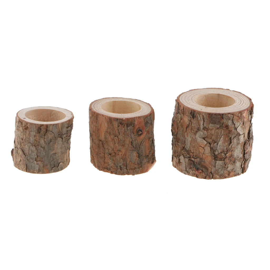 Wooden Tree Stump Tea Light Holder Candlestick for Home Wedding Decoration 5cm
