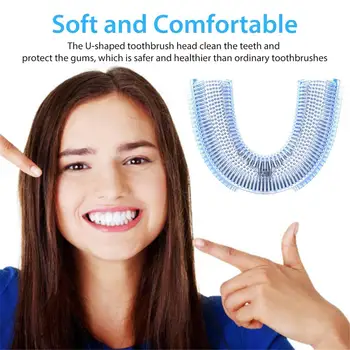 

Automatic Electric Toothbrush U Type Silicone Toothbrush Set with Foam Toothpaste and Charging Cable for Adults