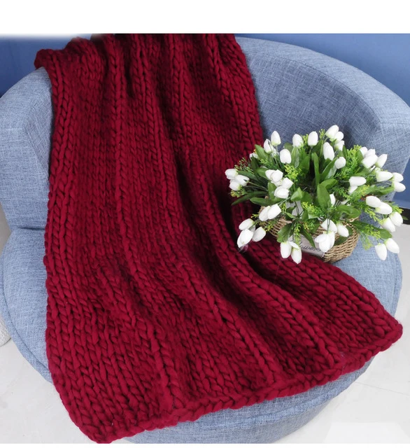 Новое вязаное одеяло ручной работы из толстой пряжи, мериносовая шерсть, объемное вязаное одеяло, теплое зимнее одеяло для дивана, кровати, домашний декор, одеяло s - Цвет: Thin line 22