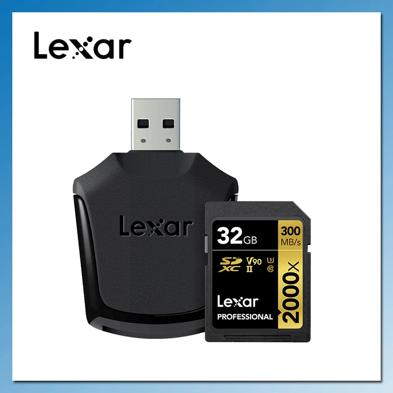 Lexar 2000X флэш-карта памяти 32 Гб 64 Гб 128 UHS-II 300 МБ/с. SD карты Class10 U3 SDXC, micro sd 4 K для 3D 4 K видео Камера