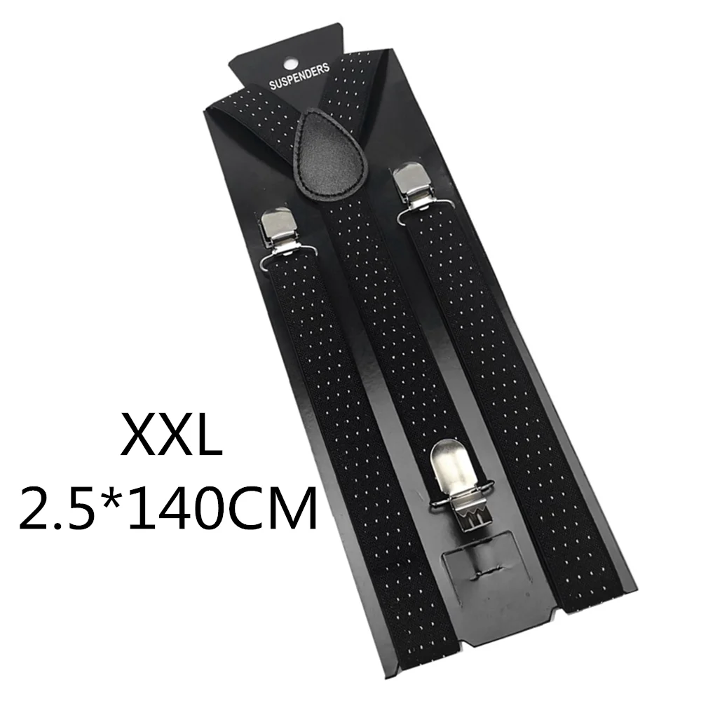 Black dot-140cm Легкие регулируемые жаккардовые подтяжки в горошек для взрослых и детей; эластичные подтяжки в форме х для мужчин и женщин; 3 зажима; подтяжки на подтяжках; одежда для свадебной вечеринки - Цвет: Black dot-140cm