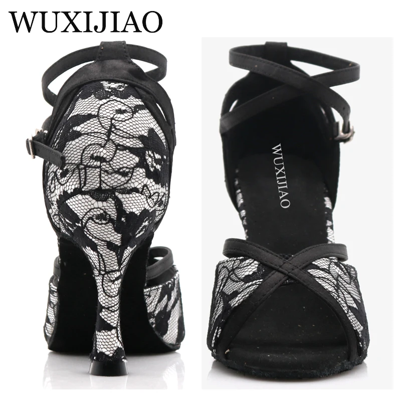 WUXIJIAO/Женская обувь; джазовые кроссовки; туфли для танцев на высоком каблуке со стразами; туфли для латинских танцев