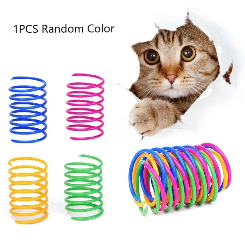 1pcs Random Color Cat Spring Toy Creative Interactive Spiral Cat Toy