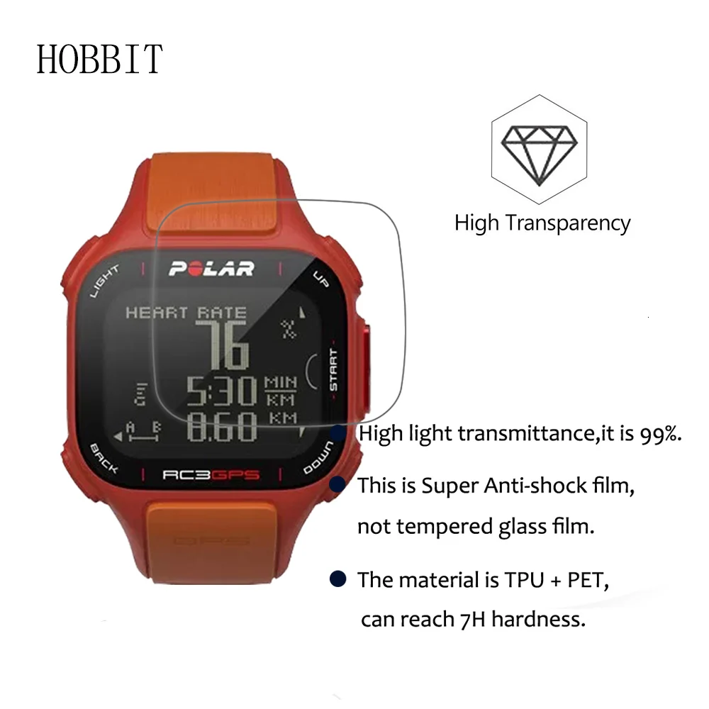3 шт для полярных RC3 спортивных Smart Watch 5 H нано взрывозащищенные Экран протектор Высокое разрешение анти-шок ЖК-дисплей Gurad пленка