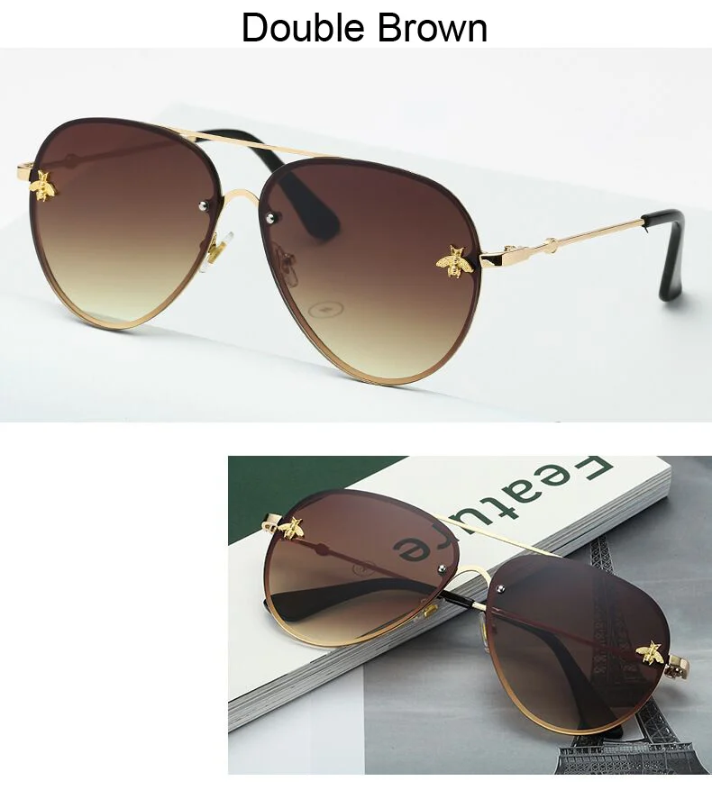 Luxury Rimless Sunglasses Women Vintage Brand Designer Metal Gradient Sun Glasses Female Ocean Mirror Aviation Oculos De Sol Women's Glasses