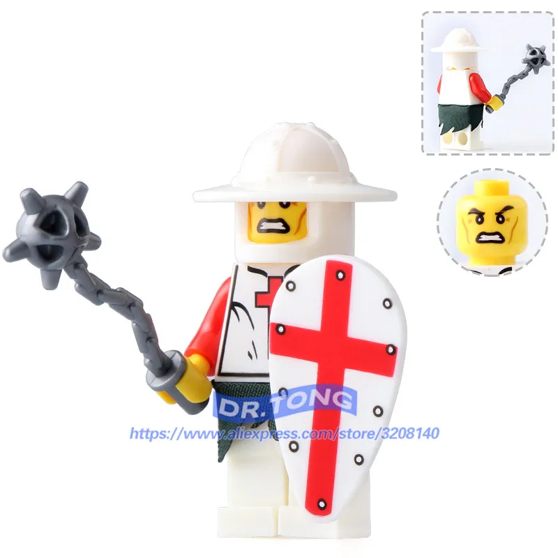 DR. TONG 50 шт./лот средневековые Рыцари крестоносцы Римский командир Супер Герои строительные блоки кирпичи игрушки для детей Подарки 9818 - Цвет: AX9818G 50PCS