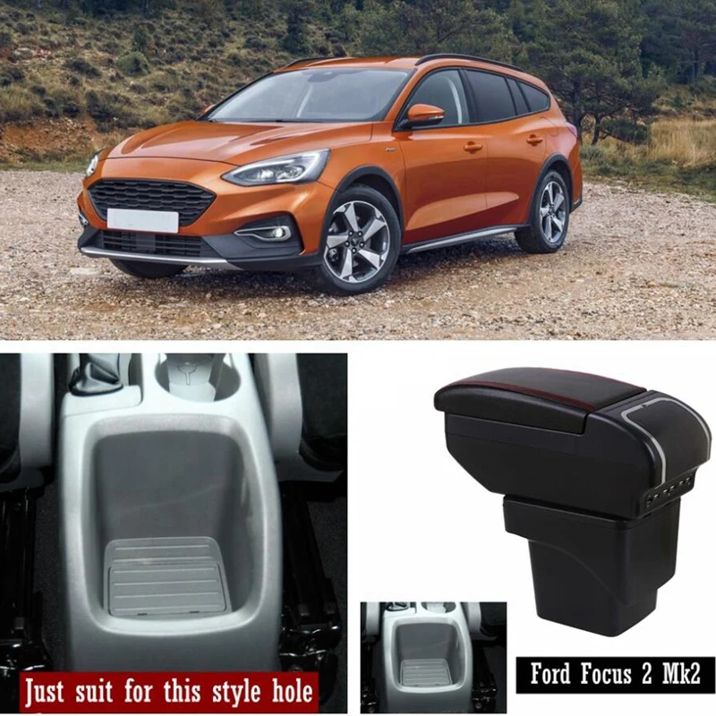 Подлокотник Автомобильная Центральная коробка для хранения с 7 USB для Ford Focus MK2