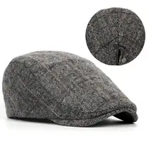 Мужская Шерстяная кепка в английском стиле, твид, елочка, козырек, плоская зимняя теплая Регулируемая Кепка