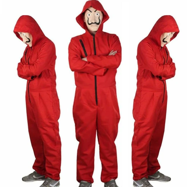 What is Money Heist Dali Unisex Red Hooded Jumpsuits Cosplay Costume Film  TV Movie Halloween Costume