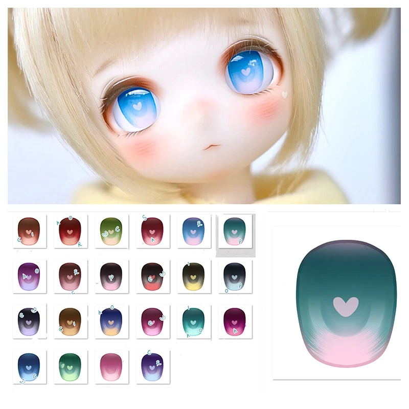 BJD eyes 10mm-16mm-20mm-24mm doll cartoon eyes with love print for 1/12 1/8 1/6 1/4 1/3 BJD SD doll accessories acrylic eyes art webb mr flute love eyes 1 cd