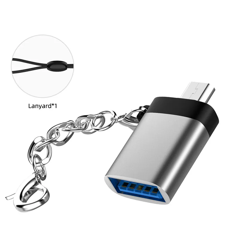 Micro usb OTG адаптер Microusb Мужской к USB 3,0 Женский кабель для синхронизации данных с цепочкой для samsung Xiaomi Android Phone - Цвет: Silver