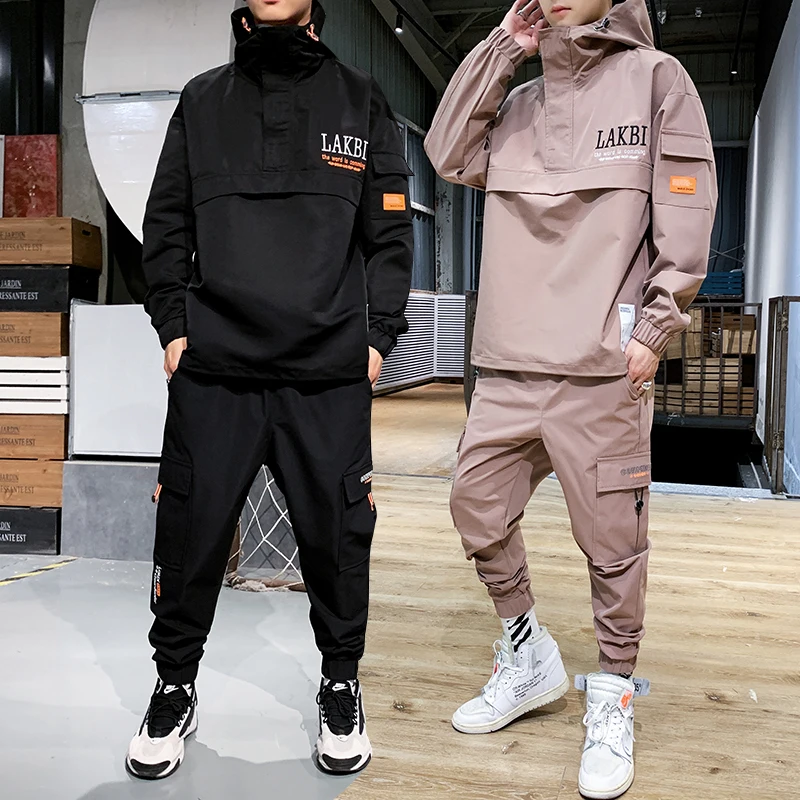 2020 Workwear jacket men's Hooded Jacket+Pants 2PC Sets baseball loose Pullover coat & Long Pants Mens Clothing 2020 Workwear jacket men's Hooded Jacket+Pants 2PC Sets baseball loose Pullover coat & Long Pants Mens Clothing