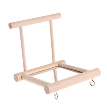 

Pet Bird Mirror Wooden Play Toy with Perch For Parrot Budgies Parakeet Cockatiel Conure Finch Lovebird L4MF