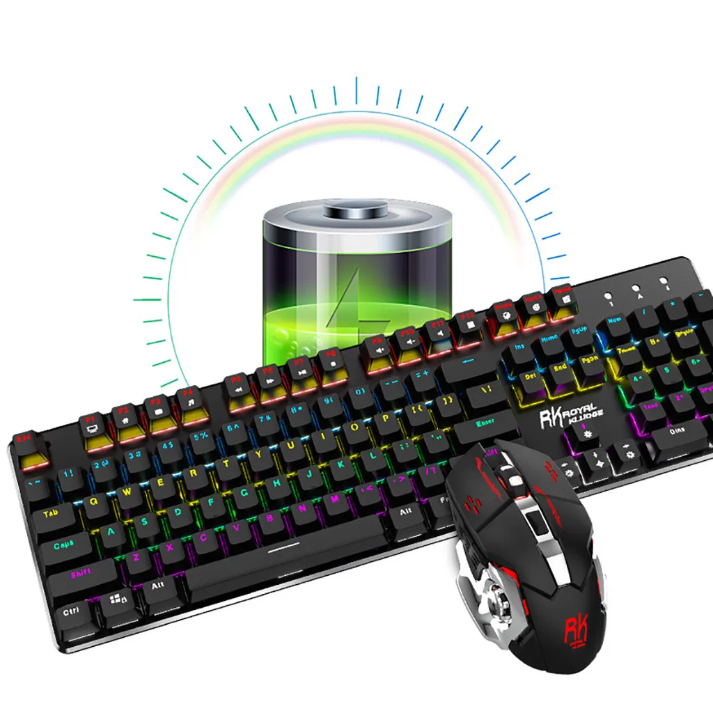 104 Keys Backlight Games Mechanical Wireless Keyboard With + 3600DPI Mouse Mice Silent Gaming Mouse Set For PC Laptop Office