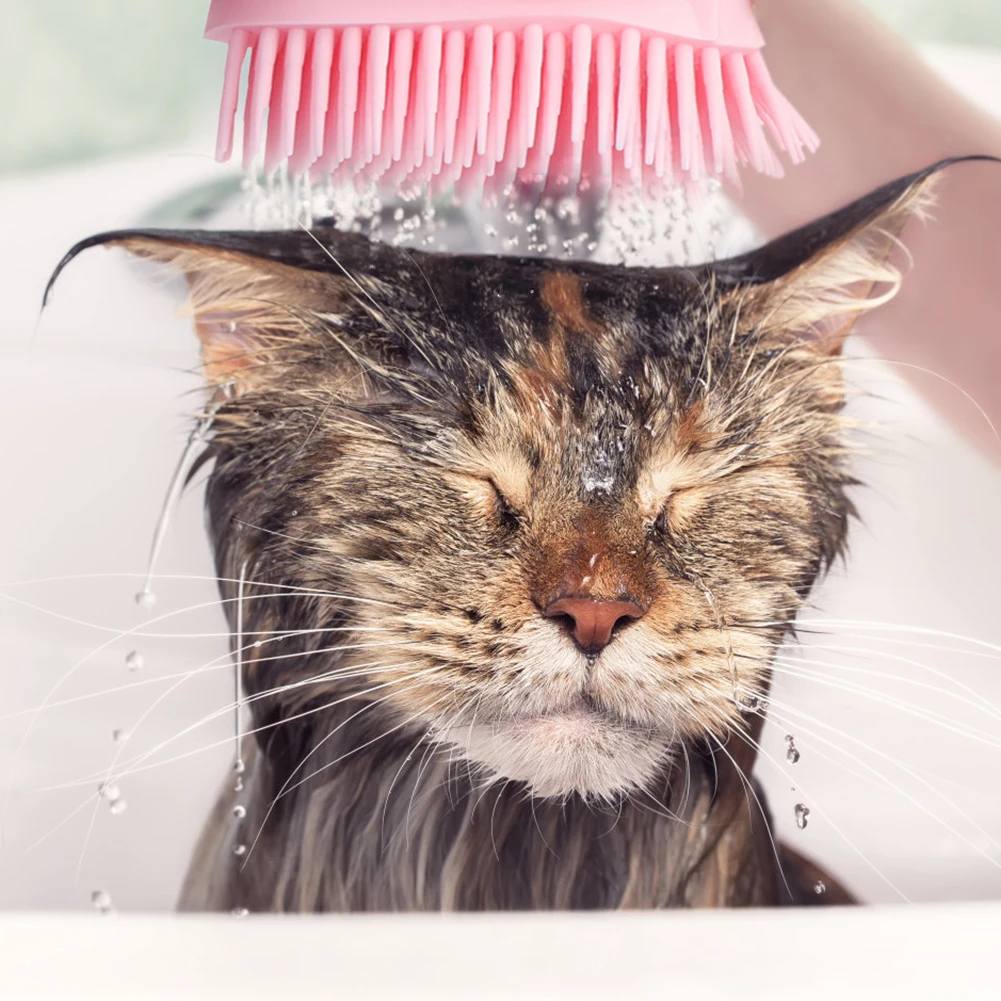 De silicona perro gato depuradores aseo baño cepillos eliminación de cabello peine de champú para mascotas cepillo suave de la piel masaje dispositivo de limpieza
