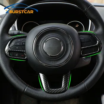 

Xburstcar Carbon Fiber Car Interior Steering Wheel Protection Trim Cover Stickers for Jeep Compass 2017-2020 Renegade 2015-2020