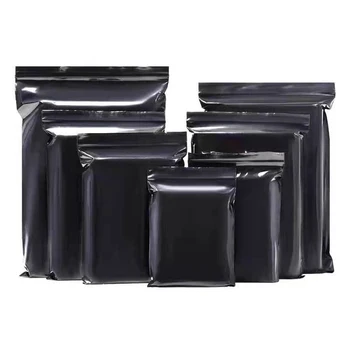 100Pcs Black Zip Lock Plastic Bag Zip Grip Seal Resealable Grocery Gift Craft Storage Pouches Reclosable Ziplock Package Bags 1