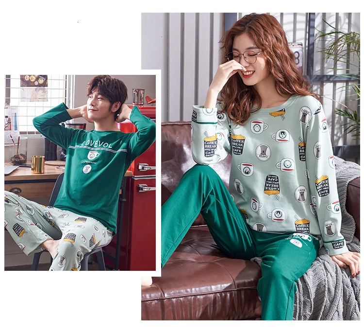BZEL, хлопковые парные пижамные комплекты с длинным рукавом, мультяшный женский пижамный комплект, Повседневная Домашняя одежда, пижамы для женщин, унисекс, одежда для сна