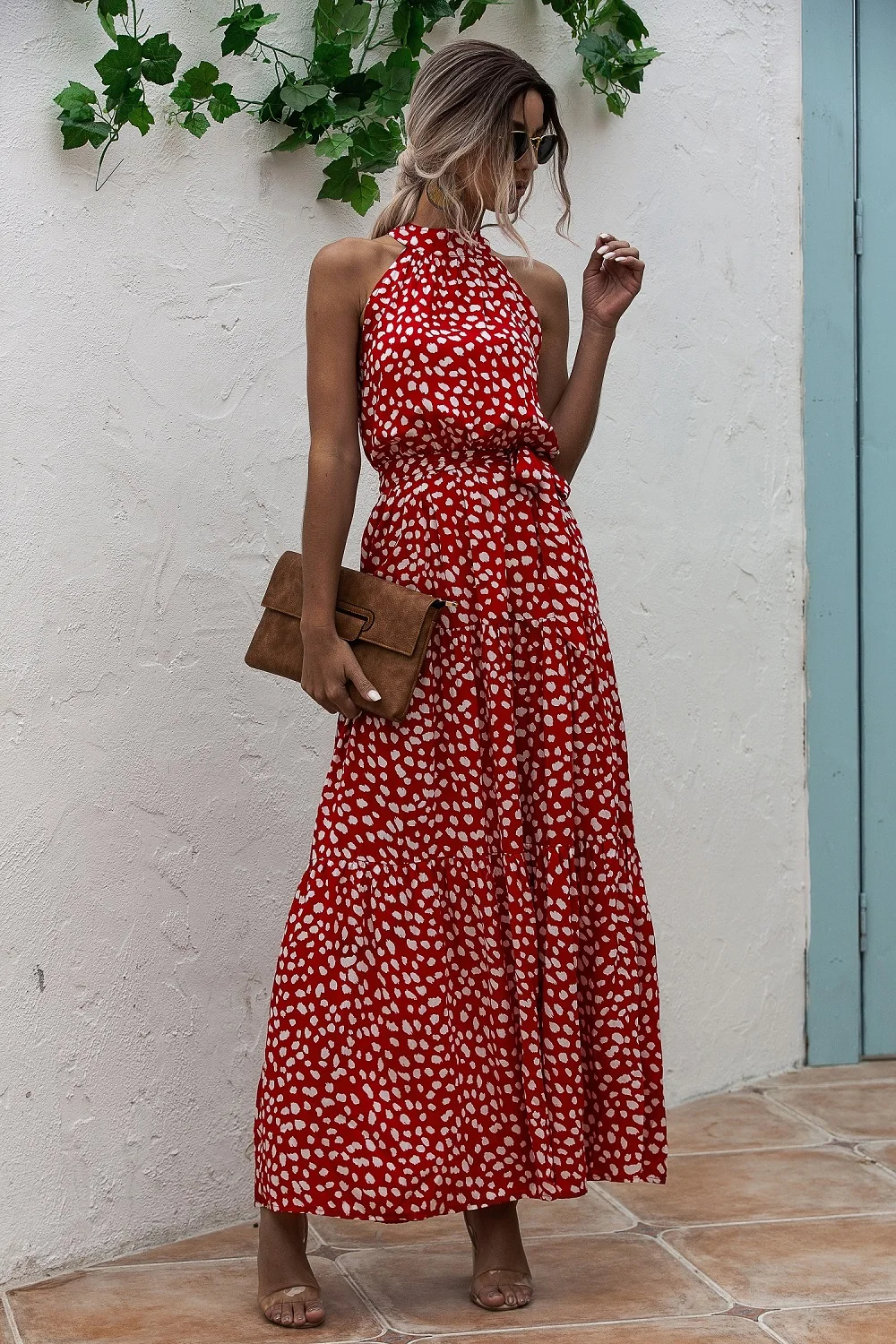 Robe Cocktail Femme Imprimé Floral Bohème - Col V Sans Manches - Grande Taille - 100% Polyester