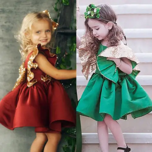 Formal Party Kids Baby Girls Princess Dress Prom Wedding Flower Girl Birthday Parties Backless Sequin Bowknot Gown | Детская одежда и