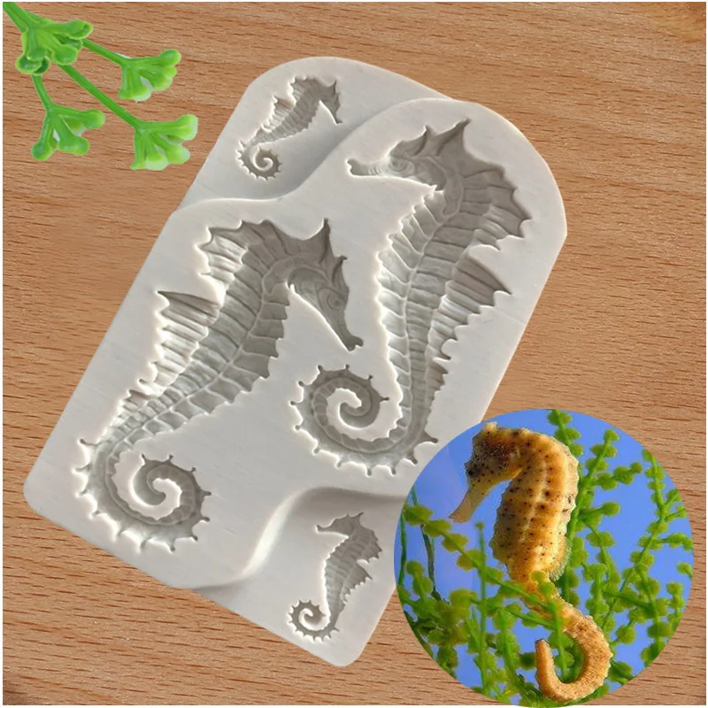 Гиппокамп/Морской конек из силикона плесень помадка Sugarcraft украшения торта
