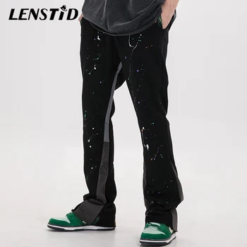

LENSTID Men Hip Hop Ink Graffiti Flare Pants Sweatpants Joggers 2020 New Streetwear Harajuku Pants Cotton Fashion Track Trousers
