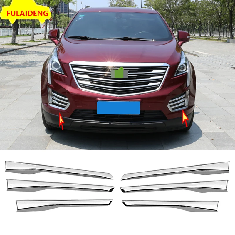 6 шт. для Cadillac XT5- ABS Хром Передняя противотуманная фара Сетка защитные полоски отделка автомобиля Стайлинг Аксессуары