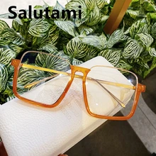 Шикарная полуоправа, Квадратные прозрачные очки, оправа для женщин, негабаритные, сплав, Ins, Горячие Оттенки, женские прозрачные линзы, черные, коричневые, очки