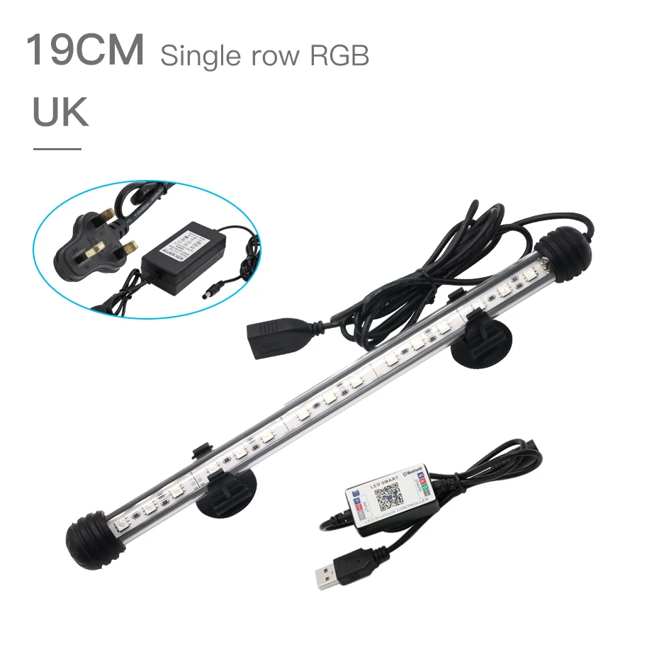 19CM UK Plug Zhongji RGB светодиодный светильник для аквариума светильник ing Морская водонепроницаемая подсветка в аквариуме светодиодный светильник ing для аквариума светодиодный светильник s - Цвет: 19CM UK Plug